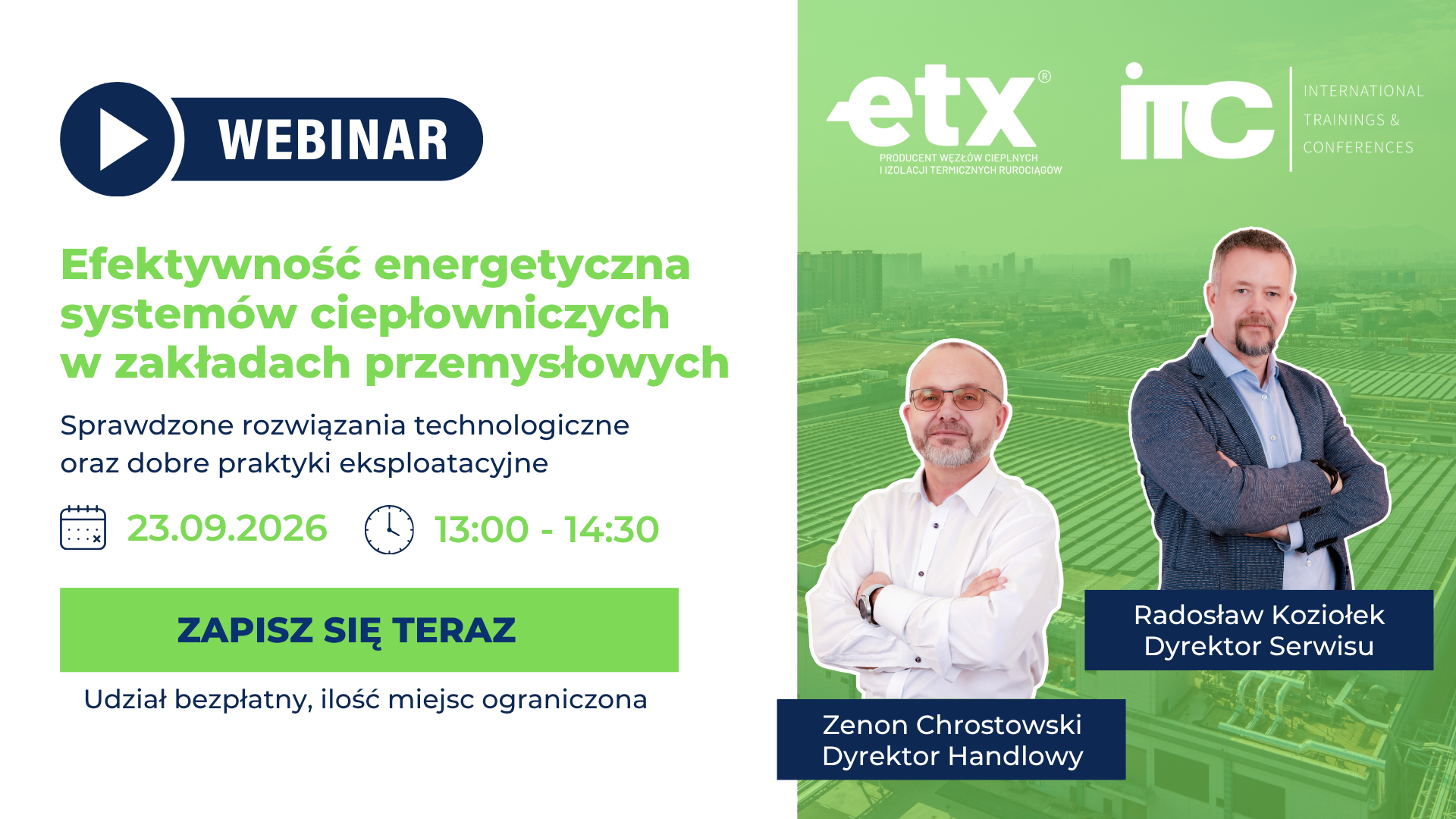 Weź udział w naszym webinarze branżowym „Efektywność energetyczna systemów ciepłowniczych w zakładach przemysłowych” – 23.09.2026